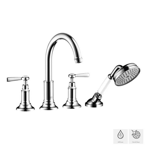 Immagine di Axor MONTREUX rubinetteria 4 fori piano piastrellato maniglie a leva, finitura cromo 16554000