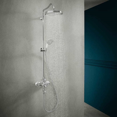 Immagine di Axor MONTREUX showerpipe con miscelatore termostatico e soffione doccia 240, 1 jet, finitura cromo 16572000
