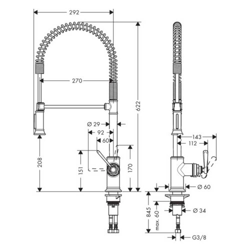 Immagine di Axor MONTREUX miscelatore cucina semi-pro, finitura cromo 16582000