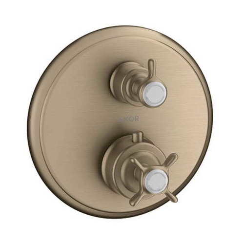 Immagine di Axor MONTREUX miscelatore termostatico ad incasso, con maniglia a croce e valvola d'arresto, finitura nichel spazzolato 16800820