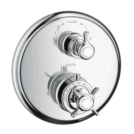 Immagine di Axor MONTREUX miscelatore termostatico ad incasso, con maniglia a croce e valvola d'arresto, finitura cromo 16800000