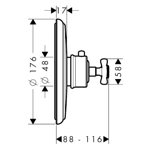 Immagine di Axor MONTREUX miscelatore termostatico ad incasso, con maniglia a croce, finitura cromo 16810000