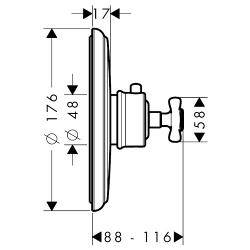 Immagine di Axor MONTREUX miscelatore termostatico ad incasso, con maniglia a croce, finitura nichel spazzolato 16810820