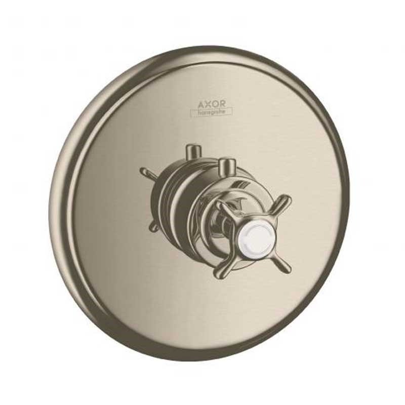 Immagine di Axor MONTREUX set esterno termostatico ad incasso maniglia a croce 43 l/min finitura nichel spazzolato 16810820