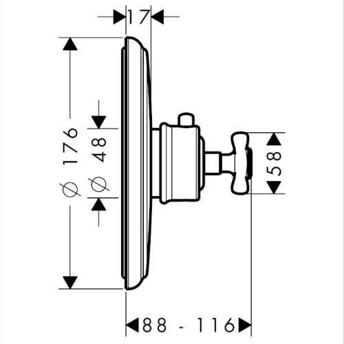 Immagine di Axor MONTREUX miscelatore termostatico ad alta portata, ad incasso, con maniglia a croce, finitura cromo 16815000