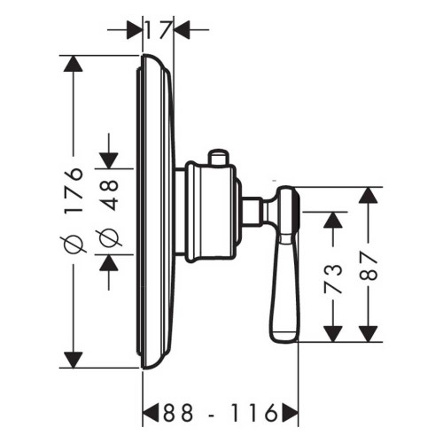 Immagine di Axor MONTREUX set esterno termostatico ad incasso maniglia a leva 43 l/min, finitura cromo 16823000