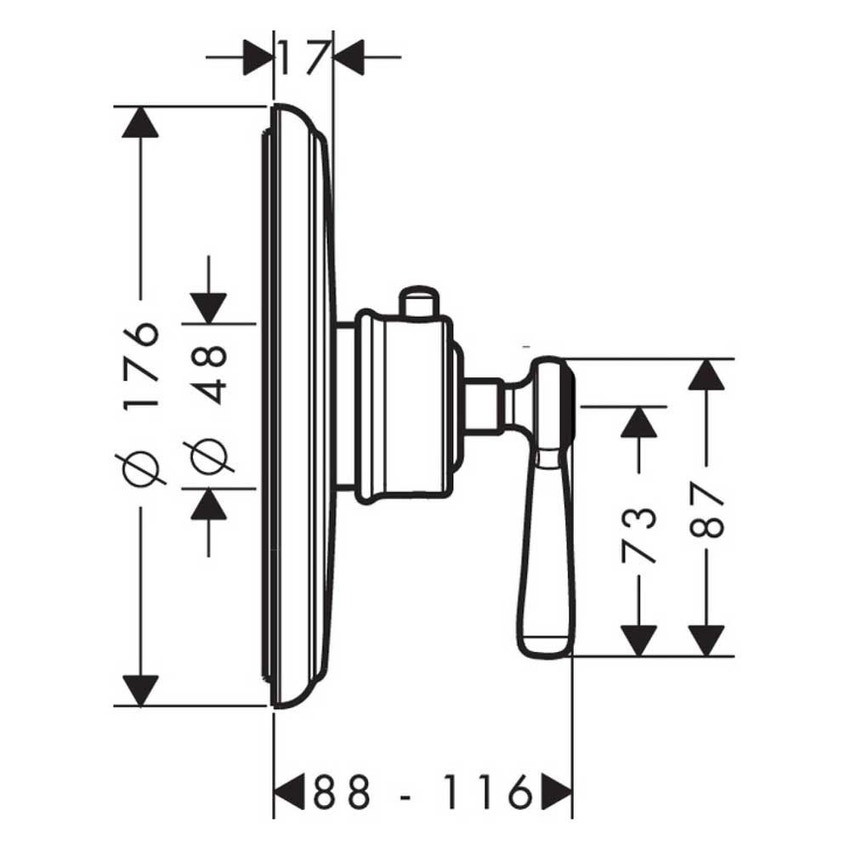 Immagine di Axor MONTREUX set esterno termostatico ad incasso maniglia a leva 43 l/min, finitura cromo 16823000