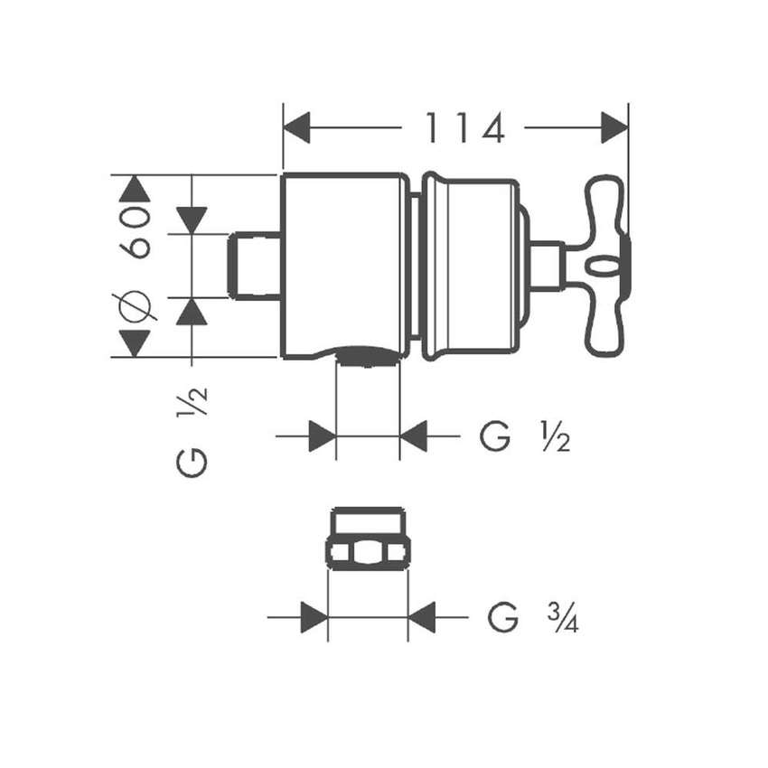 Immagine di Axor MONTREUX fixfit stop, maniglia a croce, finitura cromo 16882000