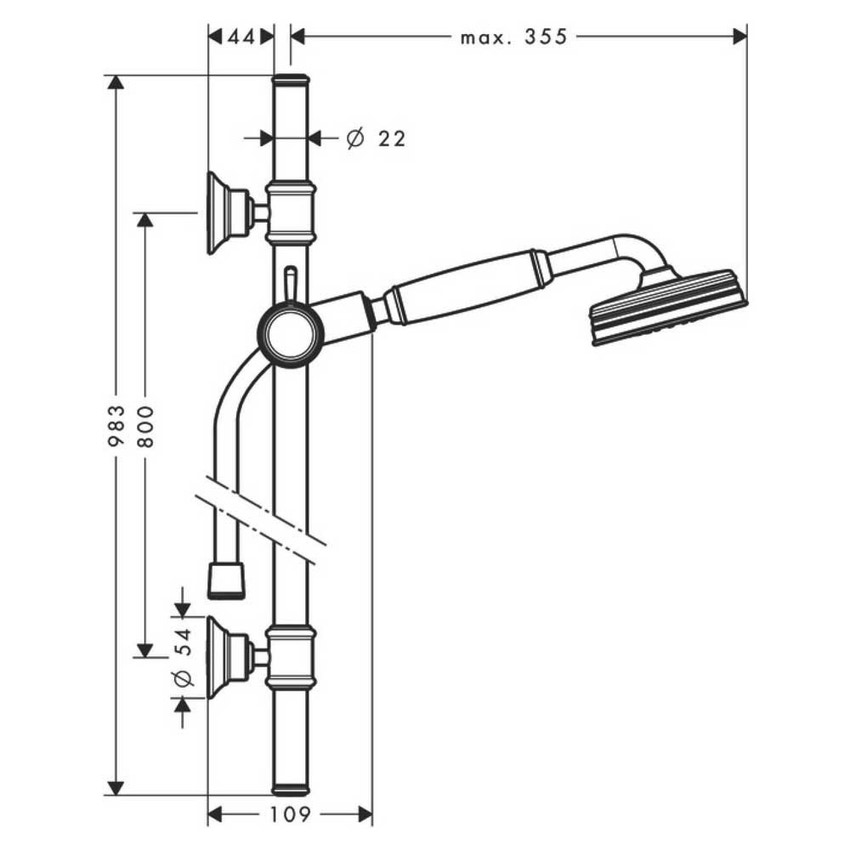 Immagine di Axor MONTREUX set doccia 0.90 m, con doccetta 100, 1 jet, finitura cromo 27982000