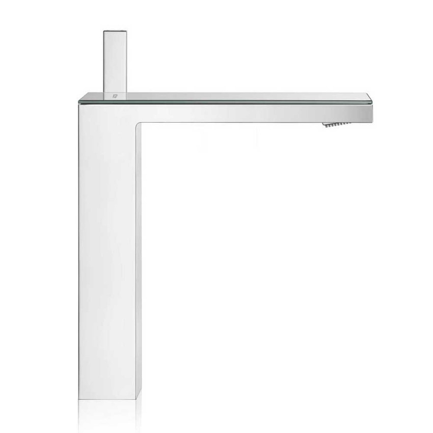 Immagine di Axor MYEDITION miscelatore monocomando lavabo 230, con set scarico push-open, finitura cromo e vetro a specchio 47020000