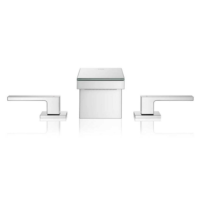 Immagine di Axor MYEDITION rubinetteria 3 fori lavabo 70, con set scarico push-open, finitura cromo e vetro a specchio 47050000