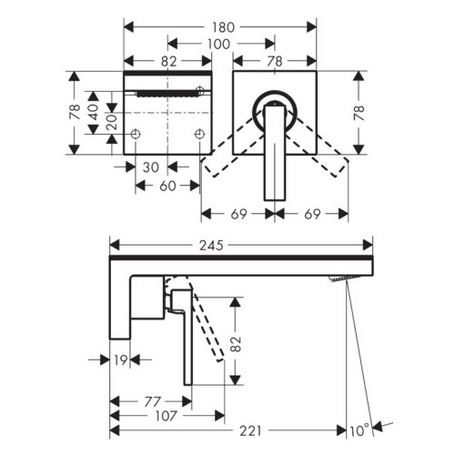 Immagine di Axor MYEDITION miscelatore monocomando lavabo, ad incasso, a parete, finitura cromo e vetro a specchio 47060000