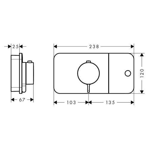 Immagine di Axor ONE modulo termostatico, ad incasso, per 1 utenza, finitura cromo 45711000
