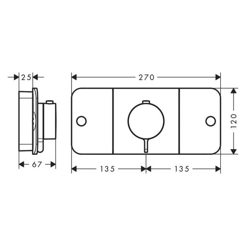 Immagine di Axor ONE modulo termostatico, ad incasso, per 2 utenze, finitura cromo 45712000