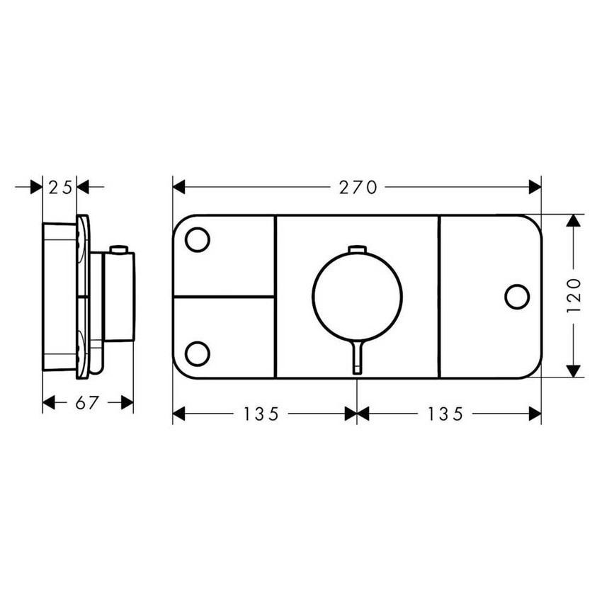 Immagine di Axor ONE modulo termostatico, ad incasso, per 3 utenze, finitura cromo 45713000