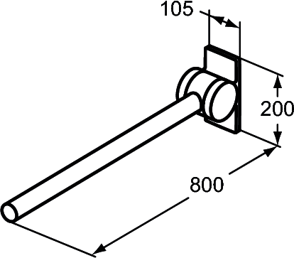 Immagine di Ideal Standard Contour 21 maniglione ribaltabile 80 cm con chiusura di sicurezza, finitura cromo S6362AA