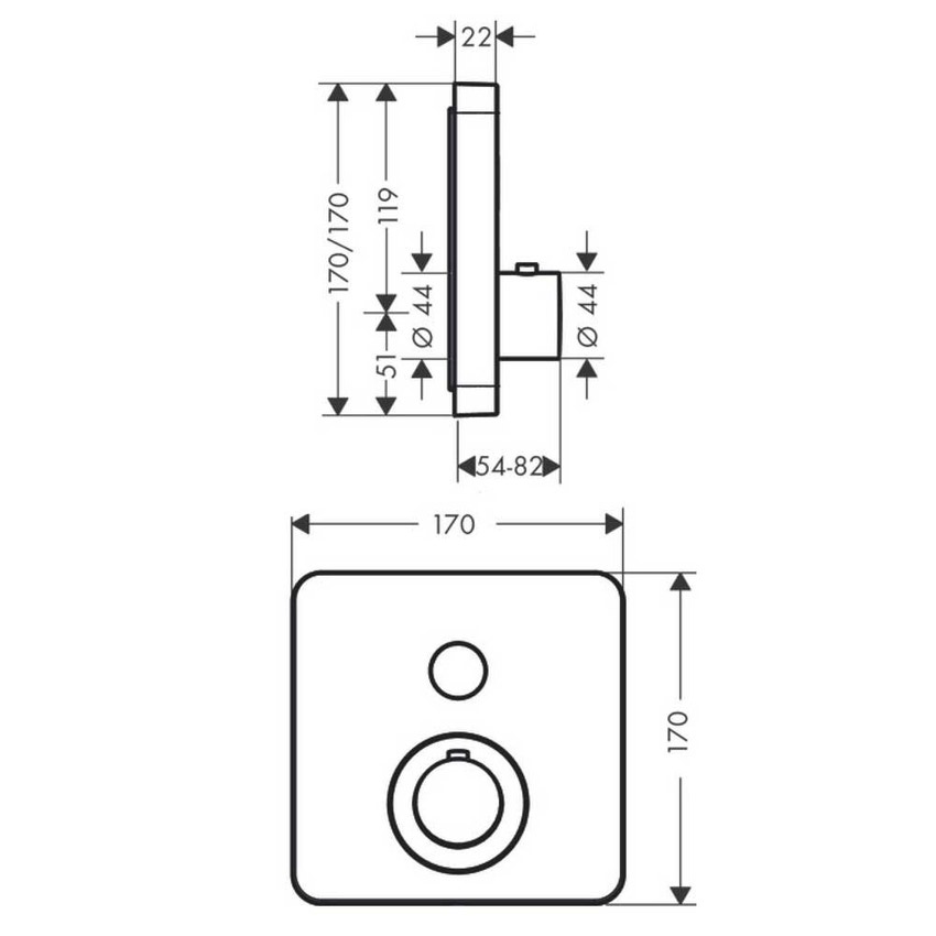 Immagine di Axor SHOWERSELECT miscelatore termostatico, ad incasso, softcube, per 1 utenza, finitura cromo 36705000