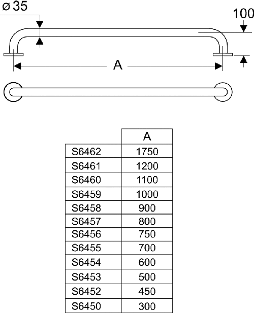 Immagine di Ceramica Dolomite MAIA maniglione lineare 30 cm, bianco S6450AC