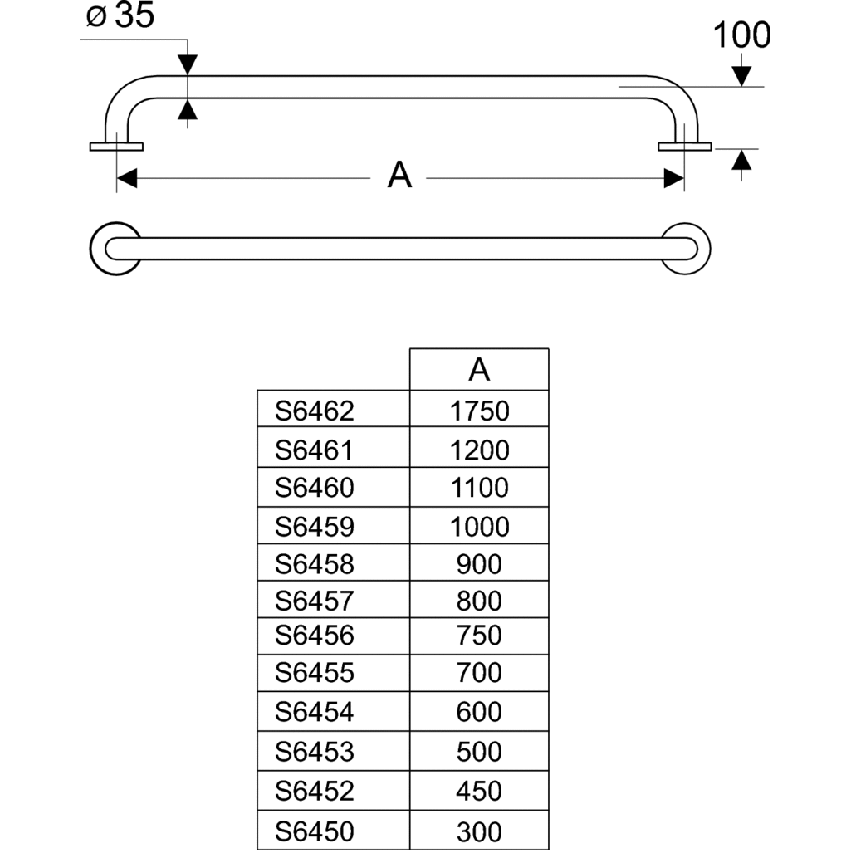 Immagine di Ceramica Dolomite MAIA maniglione lineare 30 cm, bianco S6450AC