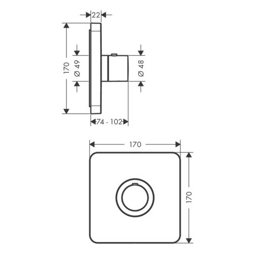 Immagine di Axor SHOWERSELECT miscelatore termostatico, ad alta portata, ad incasso, softcube, finitura cromo 36711000