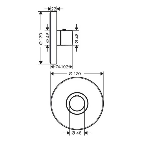 Immagine di Axor SHOWERSELECT miscelatore termostatico, ad incasso, ad alta portata, Round, finitura cromo 36721000