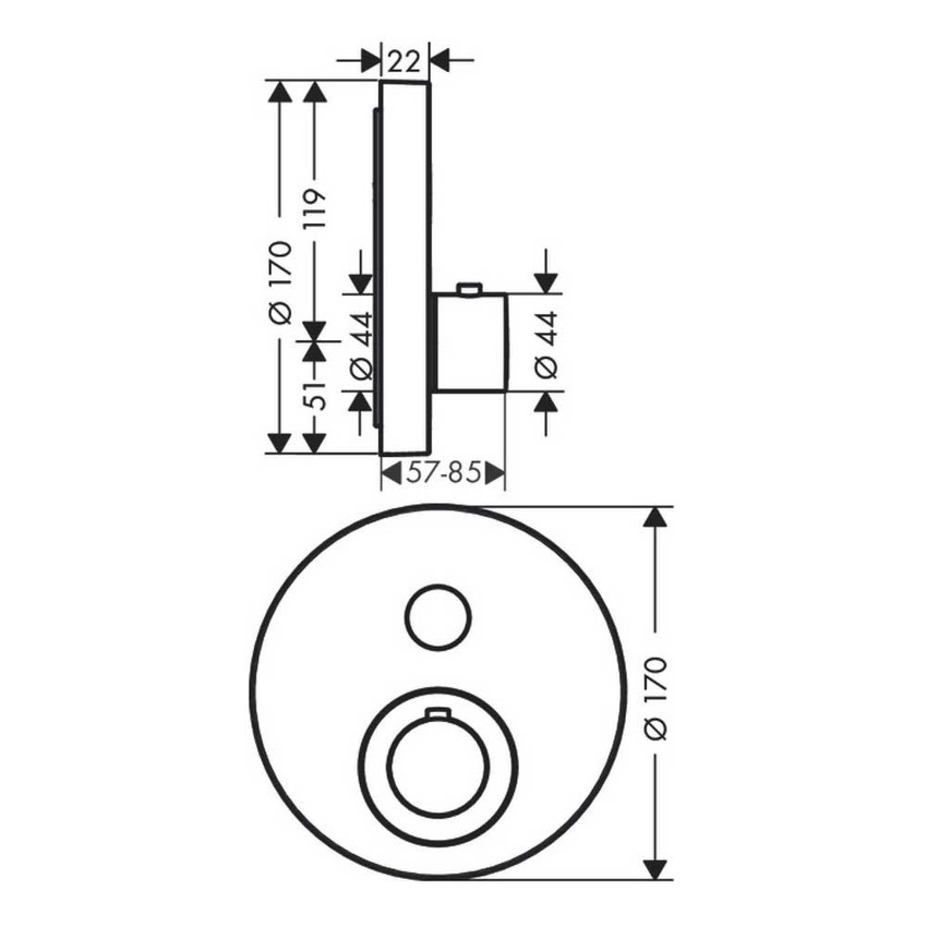 Immagine di Axor SHOWERSELECT miscelatore termostatico, ad incasso, per 1 utenza, Round, finitura cromo 36722000