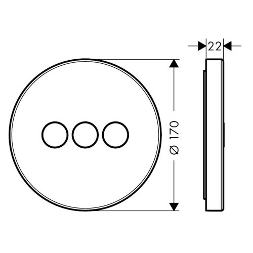 Immagine di Axor SHOWERSELECT set esterno, ad incasso, per 3 utenze, Round, finitura cromo 36727000