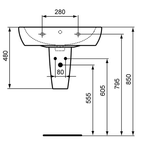 Immagine di Ceramica Dolomite GEMMA 2 semicolonna, bianco J521601
