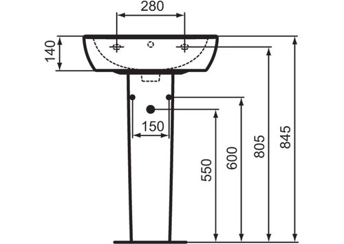 Immagine di Ceramica Dolomite GEMMA 2 lavabo 55 x 45 cm con foro rubinetteria e troppopieno, bianco (senza colonna) J521301