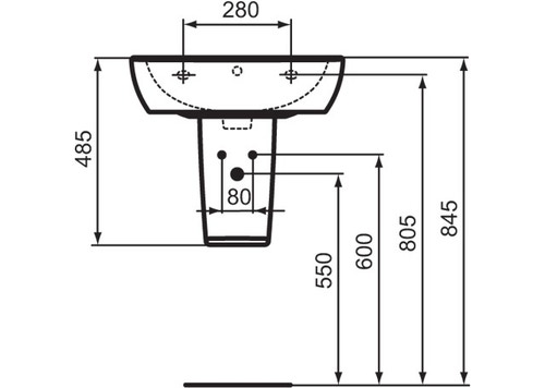 Immagine di Ceramica Dolomite GEMMA 2 lavabo 55 x 45 cm con foro rubinetteria e troppopieno, bianco (senza colonna) J521301