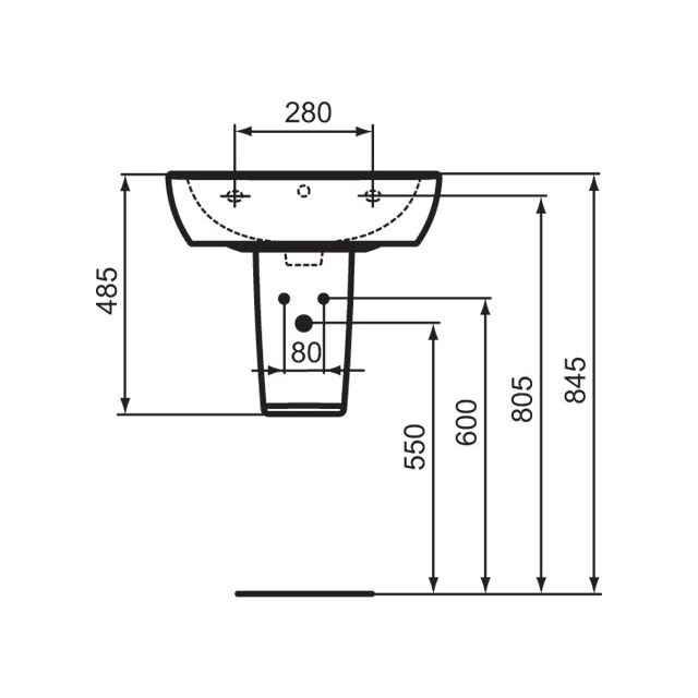 Immagine di Ceramica Dolomite GEMMA 2 lavabo 55 x 45 cm con foro rubinetteria e troppopieno, bianco (senza colonna) J521301