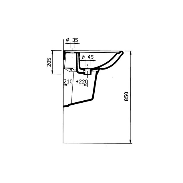 Immagine di Ceramica Dolomite Clodia lavabo sospeso 68 x 52 cm con foro rubinetteria e troppopieno, bianco J050100