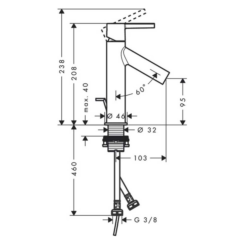 Lavabo in ceramica con set di scarico Lavabo da appoggio 460 x 260 mm