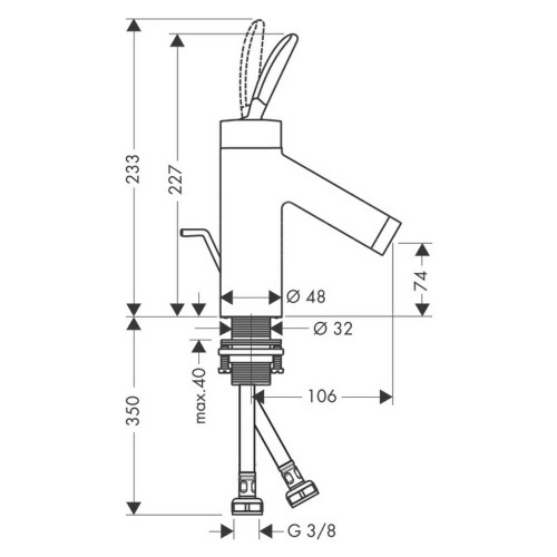 Immagine di Axor STARCK miscelatore monocomando lavabo 70, con set di scarico pop-up, finitura cromo 10010000