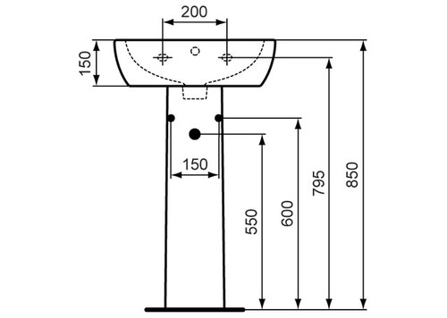 Immagine di Ceramica Dolomite GEMMA 2 lavabo 50 x 44 cm con foro rubinetteria e troppopieno, bianco (senza colonna) J521401