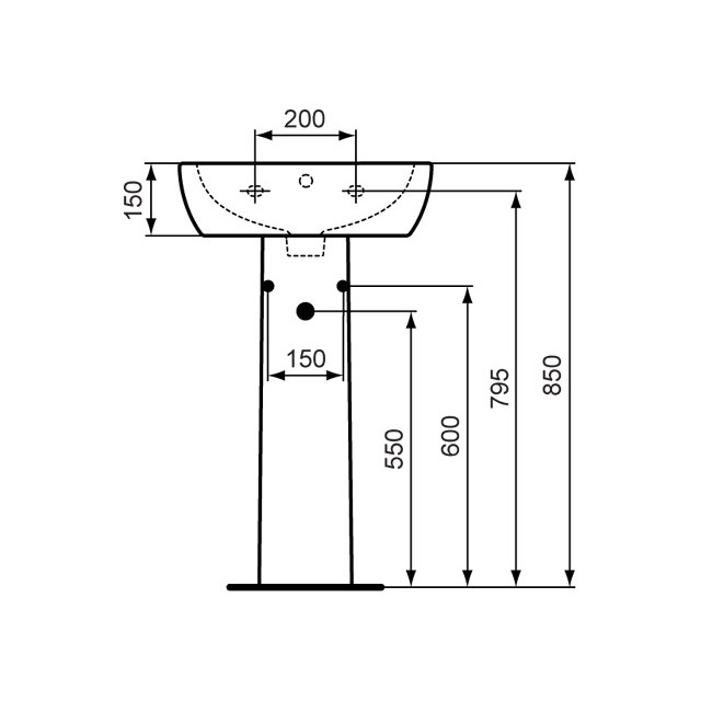 Immagine di Ceramica Dolomite GEMMA 2 lavabo 50 x 44 cm con foro rubinetteria e troppopieno, bianco (senza colonna) J521401