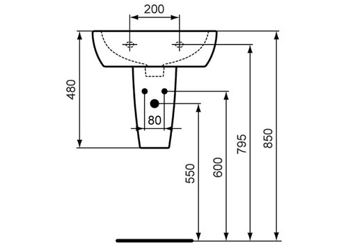 Immagine di Ceramica Dolomite GEMMA 2 lavabo 50 x 44 cm con foro rubinetteria e troppopieno, bianco (senza colonna) J521401