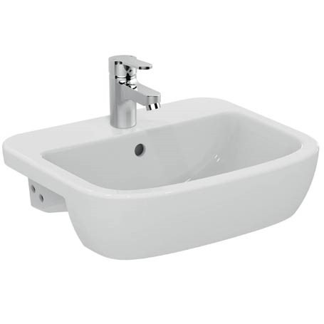 Immagine di Ceramica Dolomite GEMMA 2 lavabo semincasso 55 x 45 cm con foro rubinetteria e troppopieno, bianco J521701