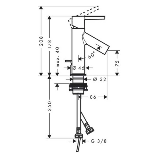 Immagine di Axor STARCK set rubinetteria con miscelatore lavabo con scarico, miscelatore bidet con scarico e miscelatore monocomando doccia ad incasso e corpo incasso, finitura cromo SETSTA005