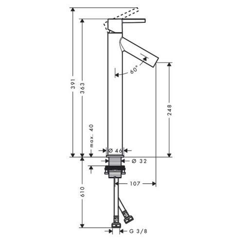 Immagine di Axor STARCK miscelatore monocomando lavamani 250, senza scarico e saltarello, finitura cromo 10103000