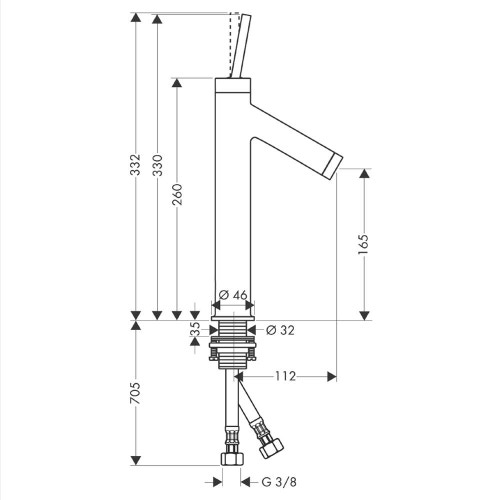Immagine di Axor STARCK miscelatore monocomando lavamani 170, con set di scarico, finitura cromo 10123000