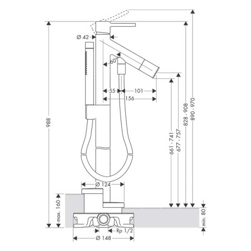 Immagine di Axor STARCK miscelatore monocomando vasca a pavimento, con maniglia a leva arrotondata, finitura cromo 10456000