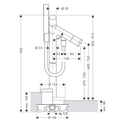 Immagine di Axor STARCK miscelatore vasca a 2 maniglie a pavimento, finitura cromo 10458000