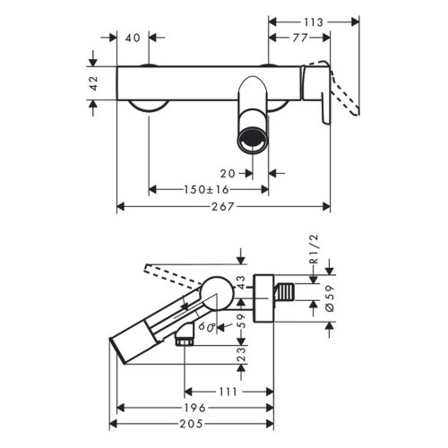 Immagine di Axor STARCK miscelatore monocomando vasca, esterno, con maniglia a leva piatta, finitura cromo 10465000