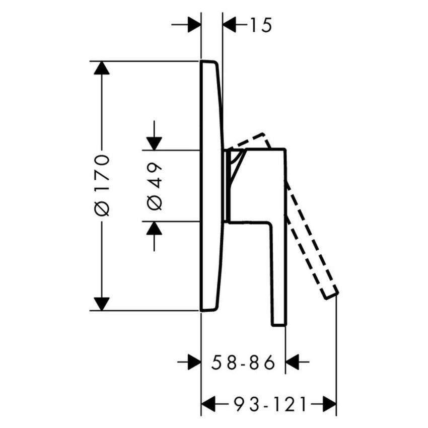 Immagine di Axor STARCK miscelatore monocomando doccia, ad incasso, con maniglia a leva piatta, finitura cromo 10614000