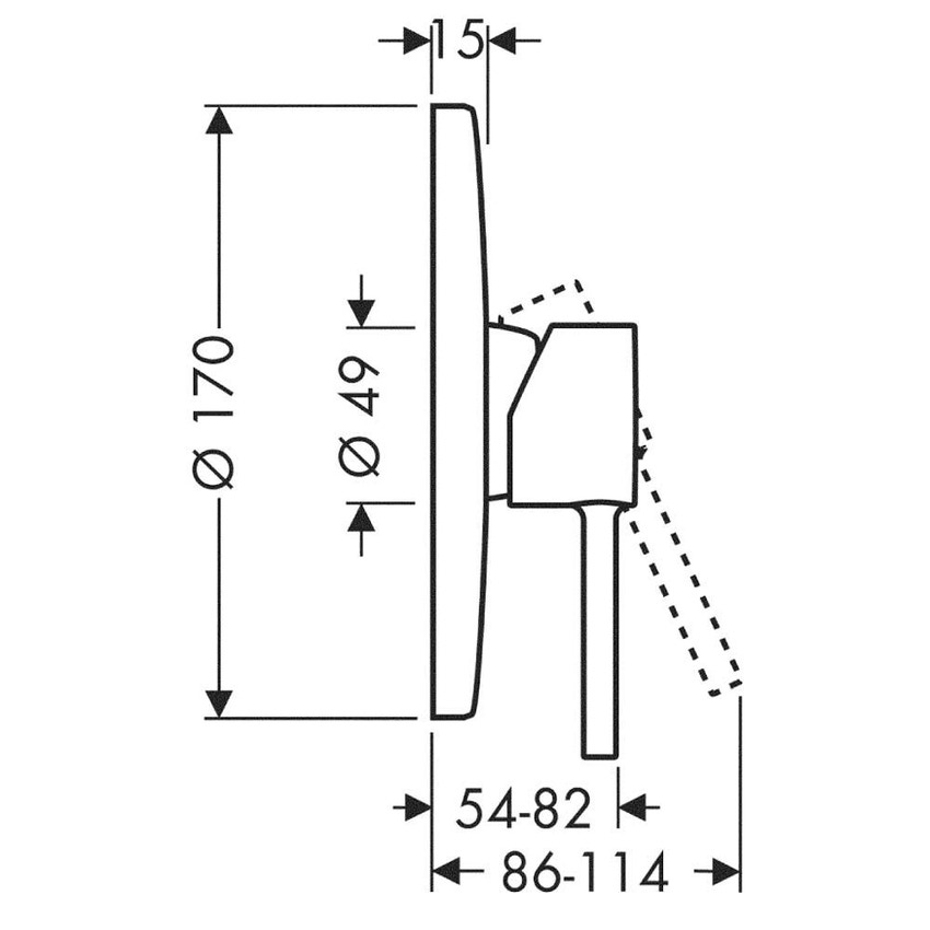 Immagine di Axor STARCK miscelatore monocomando doccia, ad incasso, con maniglia ad astina, finitura cromo 10616000