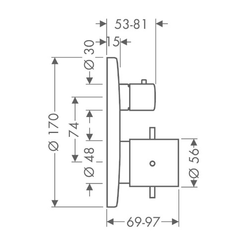 Immagine di Axor STARCK set esterno termostatico ad incasso, con arresto, finitura cromo 10700000