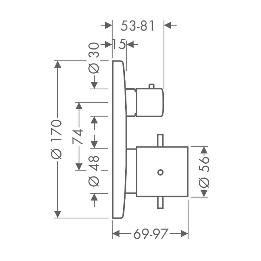 Immagine di Axor STARCK set esterno termostatico ad incasso, con arresto, finitura cromo 10700000