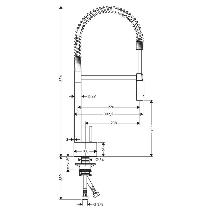 Immagine di Axor STARCK miscelatore cucina monocomando 240, semiprofessionale, finitura cromo 10820000