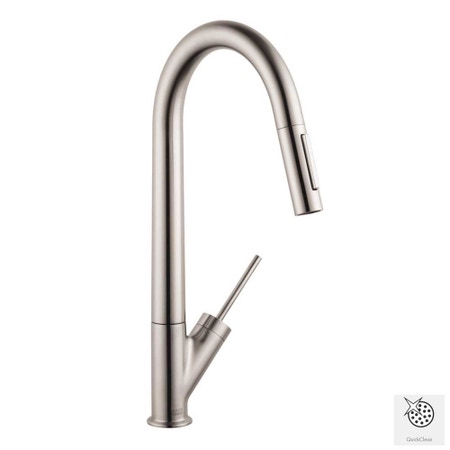 Immagine di Axor STARCK miscelatore monocomando cucina con doccetta estraibile finitura acciaio optic 10821800